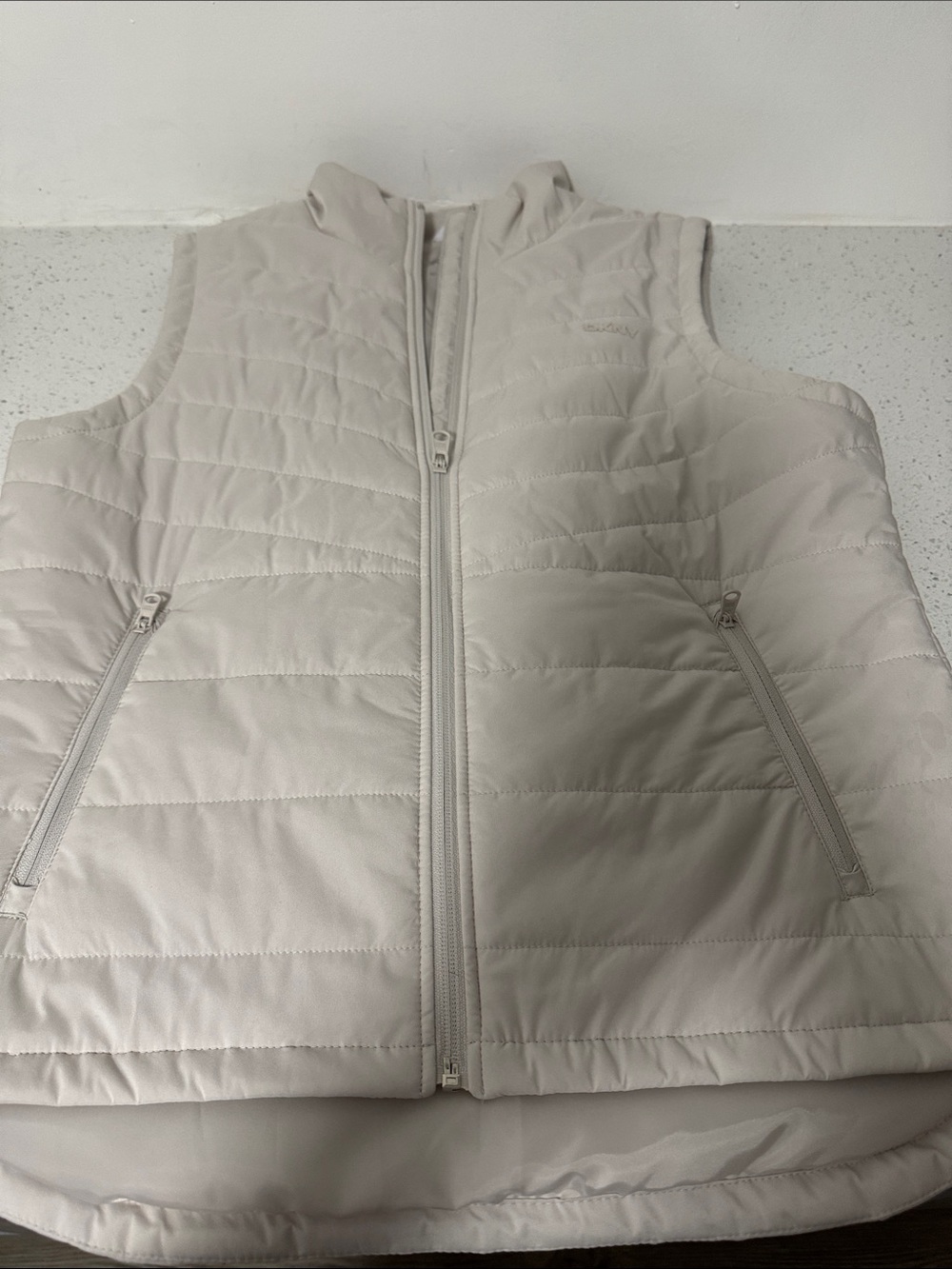DKNY Light Cream Quilted Puffer Vest